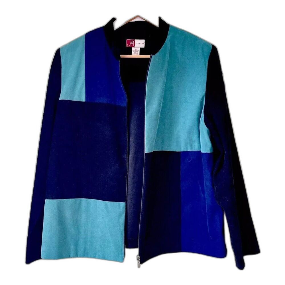 VTG Y2K Patchwork Vegan Suede Full Zip Dark Academia Jacket Size 12
